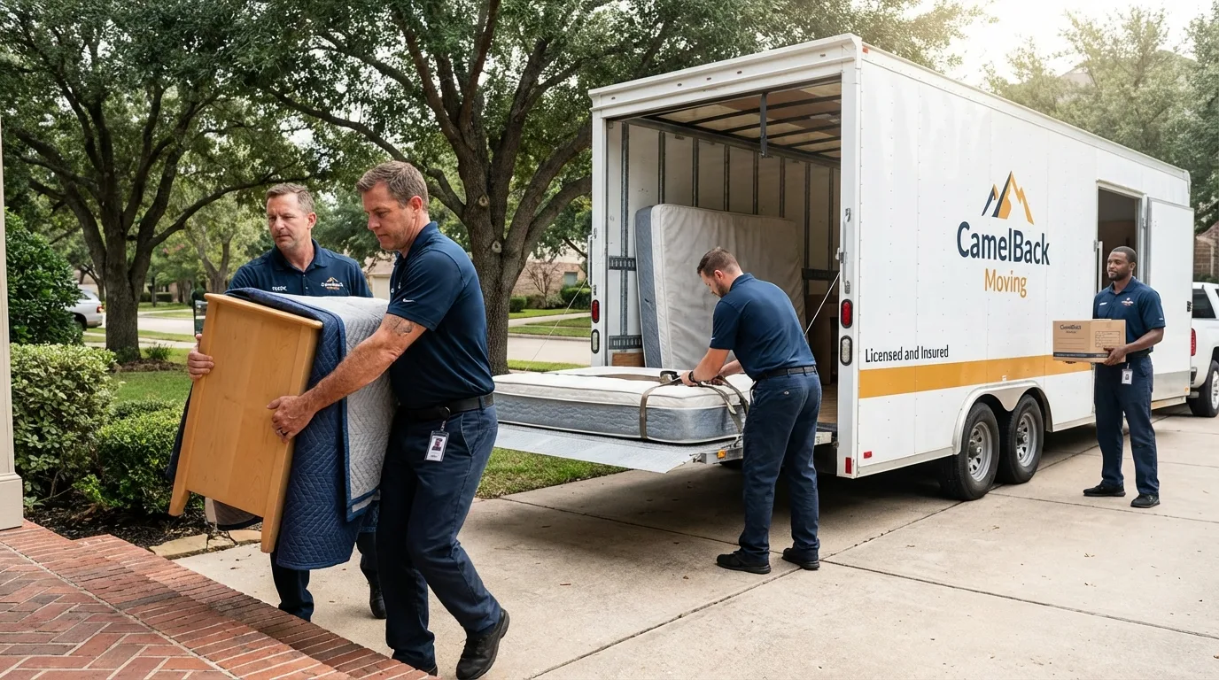 Crew loading residential truck for cross-state move from Sedgwick, KS